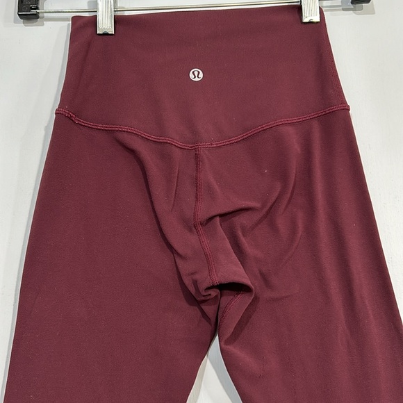 LULULEMON WOMENS BURGUNDY CROPPED LEGGINGS CROPPED HIGH RISE SZ 2 - Picture 3 of 8